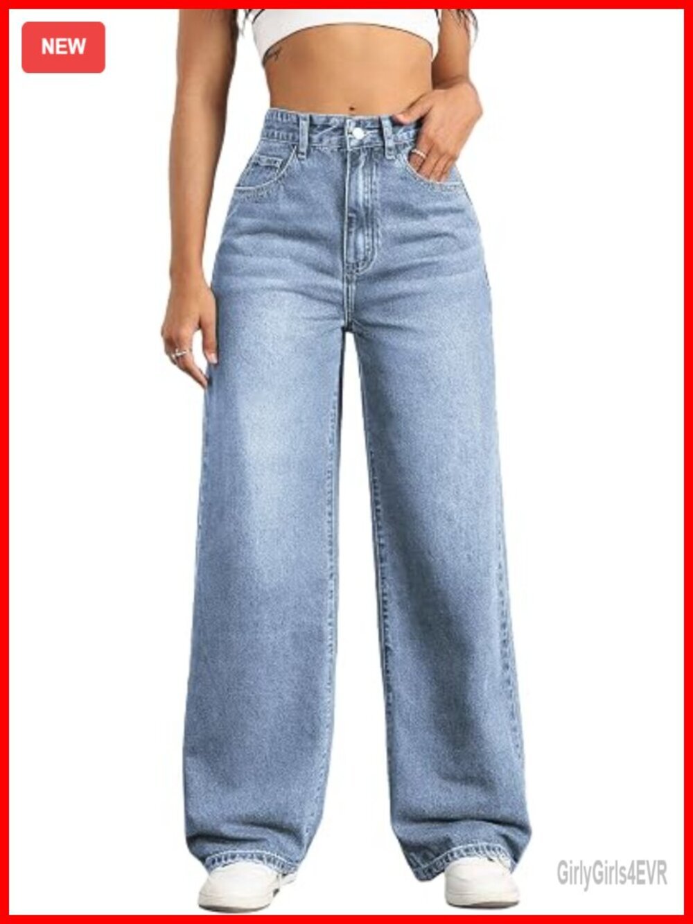 High Waisted Wide Leg Loose Stretchy Boyfriend Denim Jeans